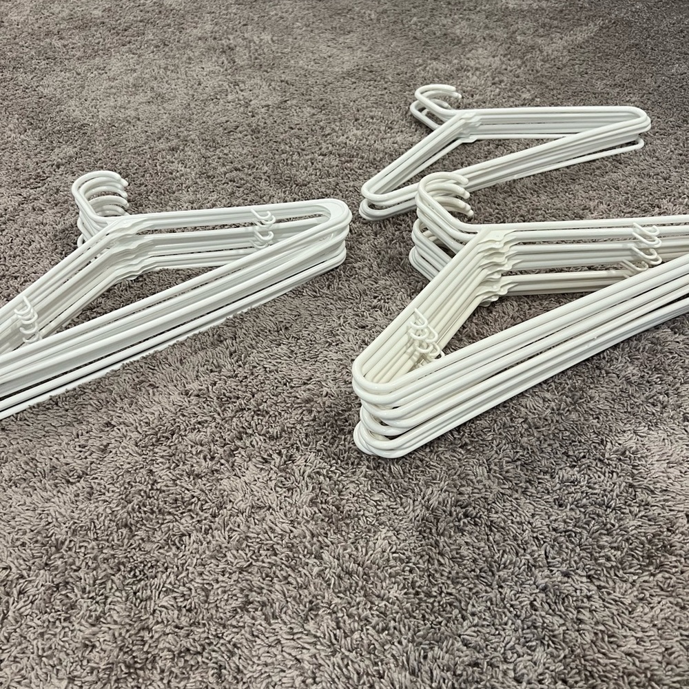 30 White Plastic Hangers